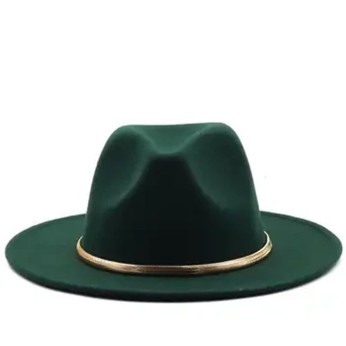 Du/gwyrdd ymyl Llydan Eglwys Syml Derby Het Uchaf Panama Ffelt Soled Fedoras Het i Ddynion Merched gwlân artiffisial Cap Jazz Cyfuno