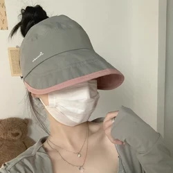 Moda pusty top kapelusz przeciwsłoneczny z szerokim rondem dla kobiet anty UV krem ​​do opalania kapelusz typu Bucket kobieta ochrona przed słońcem czapka plażowa na świeżym powietrzu kapelusz rybaka