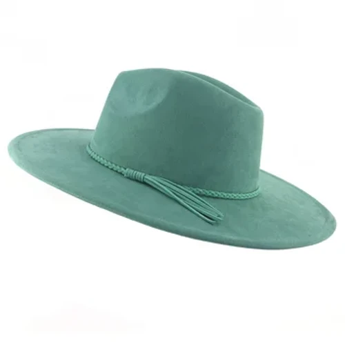 Suede cilindar 9,5 cm širokog oboda Fedora šešir muškarci žene jesen zima filc jazz šeširi Classic Church Fedoras Chapeau Sombrero Mujer
