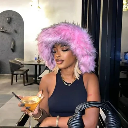 Chapeau seau chaud en peluche pour femme, oreillettes surdimensionnées, en fausse fourrure, à la mode, en fourrure de raton laveur, en coton, couleur unie