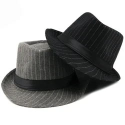 Panahon ng Spring at Autumn Bagong British Men's Top Hat British Fashion Middle-aged at Elderly Striped Jazz Hat para sa Mga Lalaking Versatile