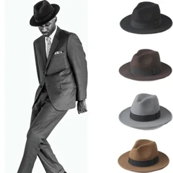 2 büyük boy 56-58,59-61CM % 100% yün erkek fötr fötr şapka beyefendi için keçe geniş kenarlı üst Cloche Panama baba fötr şapka kap