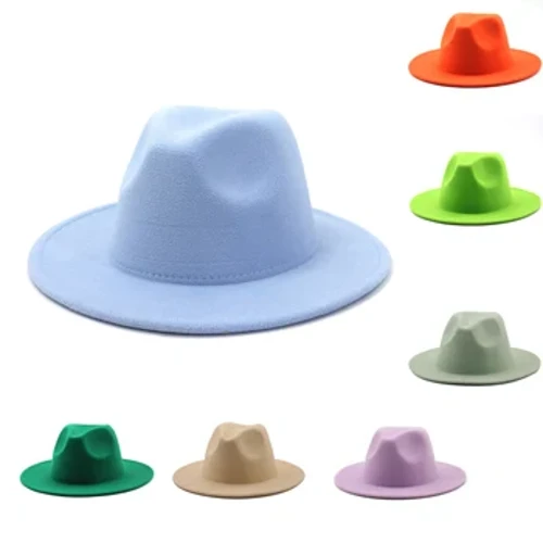 QBHAT Høst Vinter Kvinner Scene Filt Topp Hat Fedoras Hatter med stor brem for kvinner Dame Vintage kirkehatt Panama Grønn Jazz Cap шапк