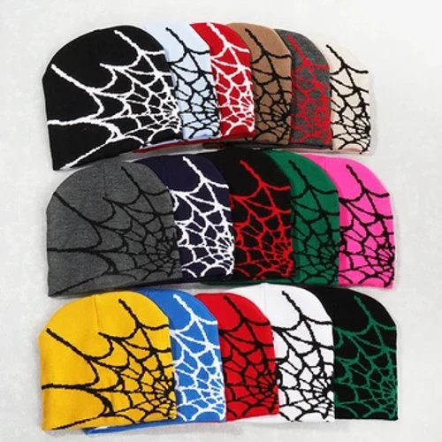 2023 Mới Dệt Kim Beanies Nón Hoạt Hình Nhện Thêu Mùa Đông Nón Dệt Kim Bonnet Nắp Len Mềm Beanies Dành Cho Nữ Nắp