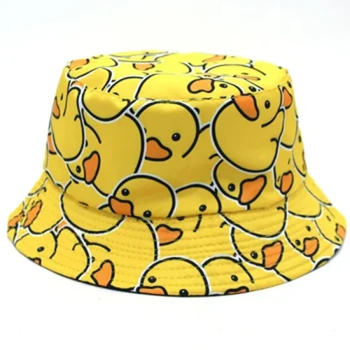 Cappello da sole estivo Cappello da secchio per anatra giallo reversibile per uomini donne in cotone bob panama ragazze in spiaggia viaggi da pescatore all'aperto