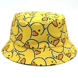 Cappello da sole estivo Cappello da secchio per anatra giallo reversibile per uomini donne in cotone bob panama ragazze in spiaggia viaggi da pescatore all'aperto