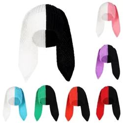 2023 Imibala ehlanganisayo I-Rabbit Ears Knitted Hat Niche Design Personality Hat Isigqoko Semfashini Amadoda Abesifazane Amnandi Ekwindla Elifudumele kanye Nesigqoko Se-Winter Tide