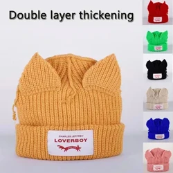 2023-as új divat Loverboy macskafül kötött sapka tömör meleg malacfül gyapjú sapka Aranyos kapucnis sapka Niche Design Hip-hop karácsonyi ajándék
