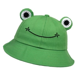 Chapeaux seau en forme de grenouille pour femmes, chapeau d'été en plein air, casquette de pêche au soleil, en coton, Panama sauvage