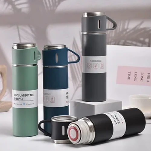 500 ML 304 Stainless Steel Botol Terisolasi Vakum Set Hadiah Kantor Gaya Bisnis Kopi Mug Botol Termos Portable Flask Teko