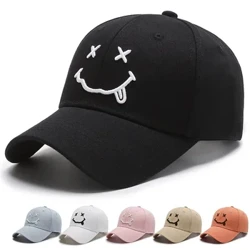 Kvinnors leende Ansiktebroderi Baseballkepsar Kpop Svart Bomull Justerbar Snapback Rolig Hip Hop Keps Höstsol Pappa Hattar för Herr
