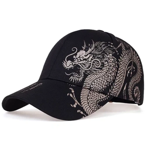 Унисекс бейзболна шапка Черна регулируема шапка в китайски стил Dragon Print Ежедневни шапки Snapback Bone Hip Hop Hat Слънчеви шапки gorras