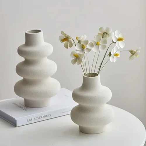 Arddull Nordig Addurno ffiol Ceramig Fâs Gwyn Addurno Cartref Modern Addurno Fâs Pot Blodau Addurno Ystafell Fyw Cartref