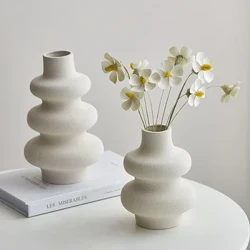 Isitayela Se-Nordic Ceramic Vase Umhlobiso Ivasi Emhlophe Umhlobiso Wesimanje Wasekhaya Wesitsha Sezimbali Isitsha Isitsha Sezimbali Umhlobiso Wasekhaya Wegumbi Lokuhlala