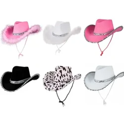 Funny Women Performance Cowboy Doplnok Cosplay Kovbojský klobúk Cowgirl Hat Rozlúčka so slobodou Párty klobúk Flitrové Cowgirl Klobúky