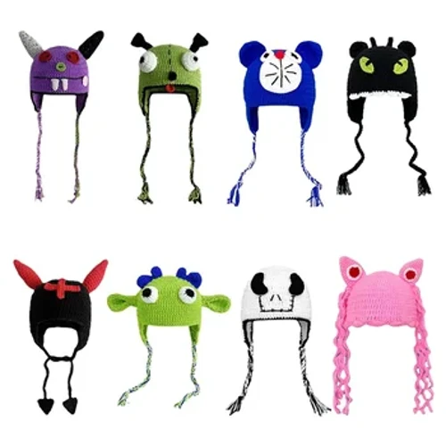 Hoạt Hình Ngộ nghĩnh Skullies Bò Dễ Thương Len Đan Mũ Mặt nạ Nam Nữ Mùa Đông Ấm Áp Quái Vật Chui Đầu Giáng Sinh Trang Phục Hóa Trang Quà Tặng