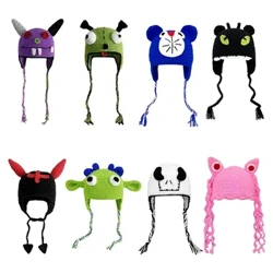 Funny Cartoon Skullies Beanie Roztomilá vlnená pletená čiapka maska ​​Muži Ženy Zimný Teplý Monster Pulover Vianočný Cosplay Kostýmy Darček