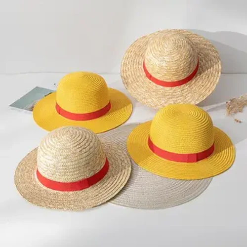 35 cm-es Luffy szalmakalap Cosplay Anime sapkák animációs előadás gyerekek felnőttek Luffy szalmakalap nyári napsapka fejfedő strandkalap