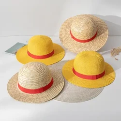35 cm-es Luffy szalmakalap Cosplay Anime sapkák animációs előadás gyerekek felnőttek Luffy szalmakalap nyári napsapka fejfedő strandkalap