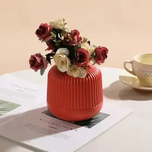Imitation Keramik Blomstervase Ensfarvet Nordisk Stil Urtepottekurv Plast Stue Dekoration