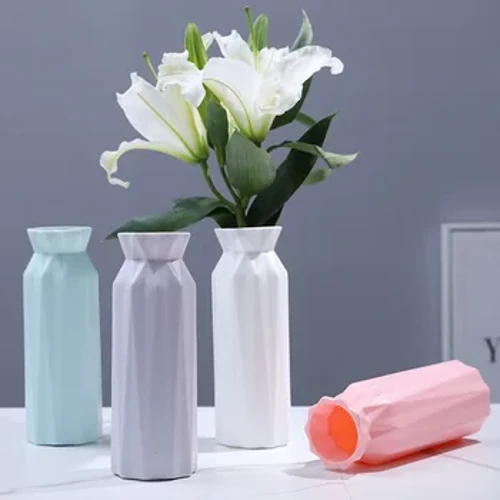 White Imitation Ceramic Flower Pot Flower Vase Dekorasyon ng Bahay Plastic Vase Modern Table Dekorasyon Salas