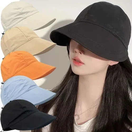 Fisherman Cap Sun Hat Sun iniompartha Foldable Leathan BRIM Sun Cosaint Sun Cosaint Samhraidh Caipíní Drawstring Inchoigeartaithe