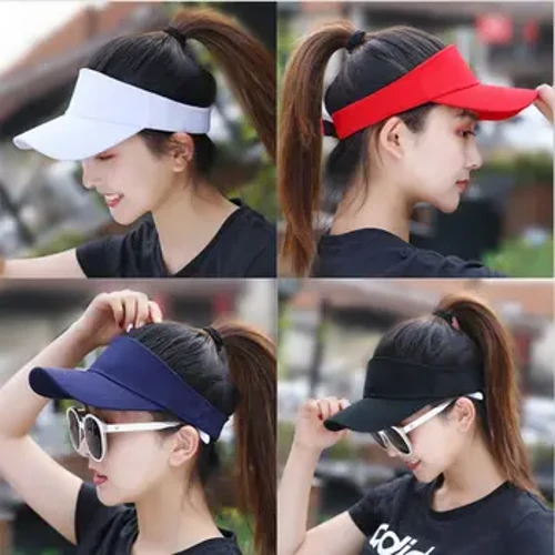 Chapeaux de soleil d'été pour hommes et femmes, visière réglable en coton, Protection UV, haut vide, solide, Sport, Tennis, Golf, course à pied, Protection solaire, casquette de Baseball