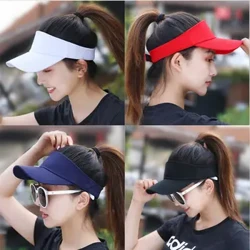 Summer Sun Hats Lalaki Babae Cotton Adjustable Visor UV Protection Top Walang laman Solid Sport Tennis Golf Running Sunscreen Baseball Cap