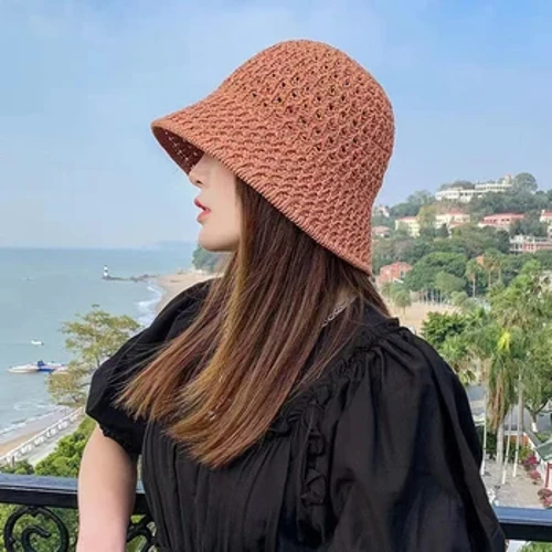 Qizlar quyosh shlyapalari keng qirrali floppy yozgi shlyapalar ayollar uchun Beach Panama somon gumbazli to'quv chelak shlyapa Femme soyali shapka Ayollar uchun shlyapalar
