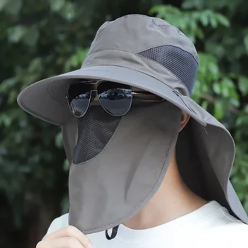 Summer Sun Hats UV Protection Outdoor Hunting Fishing Cap para sa Mga Lalaking Babae Hiking Camping Visor Bucket Hat na Matatanggal na Fisherman Hat