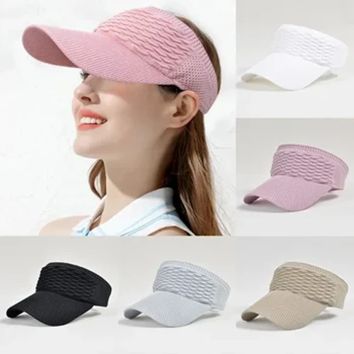Hetiau Haul Gwrth-UV Merched Newydd Anadladwy Capiau Visor Top Gwag Addasadwy ar gyfer Dynion Tennis Golff Rhedeg Teithio Traeth Chwaraeon Het Awyr Agored