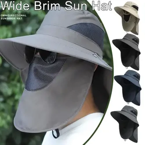 Mùa hè Mũ Boonie khô nhanh với mặt nạ cổ Che nam Lưới thoáng khí Tấm che nắng Mũ ngư dân Mũ rộng vành ngoài trời Mũ xô