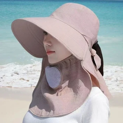 Sommarhatt Kvinnor Utomhuscykling Solskydd Ansiktsmask Bred brätte Andas Solcreme Solhattar Fritidssolhatt Visir UV-skydd Nytt