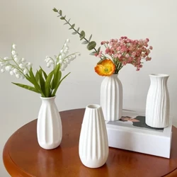 Puting Nordic Ceramic Vase ng Bulaklak Retro Bote ng Bulaklak na Palayok ng Pag-aayos ng Bulaklak para sa Opisina ng Desktop Ornament Ceramic Flower Pot