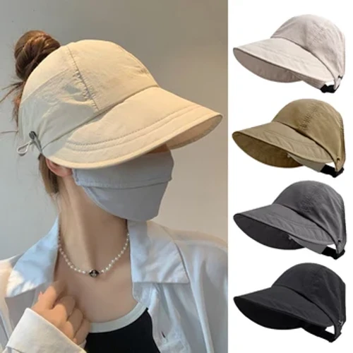 Het Haul Plygadwy Merched Het Haul Haf Amddiffyniad Haul Pysgotwr Het Cap ymyl llydan Hollow Top Eli Haul Traeth Visor Hat Hetiau Haul Addasadwy