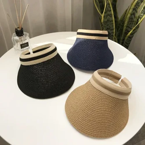2023 Neie Summer Eidel Top Sonnehutt Anti Uv Weiblech Outdoor Visir Cap Casual Shade Hutt Stréi Breet Grouss Rand Strand Sonnehutt Lady