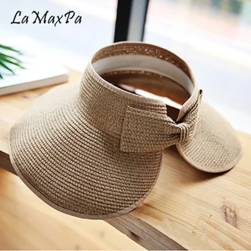 LaMaxPa Phụ Nữ Mới Mùa Hè Tấm Che Mũ Có Thể Gập Lại Mũ Chống Nắng Rộng Vành Lớn Mũ Đi Biển Mũ Rơm Chapeau Femme Đi Biển Mũ Bảo Vệ UV