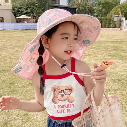 Mũ Chống Nắng Trẻ Em Mùa Hè Ngoài Trời Cho Trẻ Em Cổ Che Tai Chống Tia UV Bảo Vệ Mũ Đi Biển Trẻ Em Bé Trai Gái Du Lịch Nắp Nắp dành cho Trẻ Em