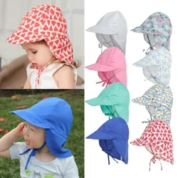 SPF50+ Topi Matahari Bayi Musim Panas Topi Bayi untuk Anak Laki-laki Perempuan Perjalanan Pantai Topi Anak Aksesoris Bayi Perlindungan Leher Topi Anak S/L
