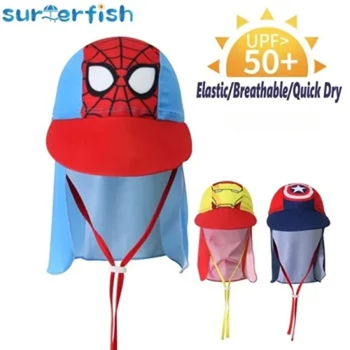 Anak-anak Musim Panas UPF 50+ Perlindungan UV Luar Ruangan Topi Matahari Pantai Anak Laki-laki Gadis Renang Cover Flap Cap Adjustable Dinosaurus Cap Swimwear