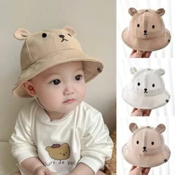 Nové jaro Léto Baby Bucket Klobouk Roztomilý Medvídek Ucho Novorozenec Panama Cap Jednobarevný Venkovní Pláž Dětský Chlapeček Dívka Klobouky proti slunci