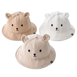 New Spring Summer Baby Bucket Hat Cute Bear Ear Newborn Panama Cap Solid Color Outdoor Beach Kids Baby Boy Girl Sun Hats