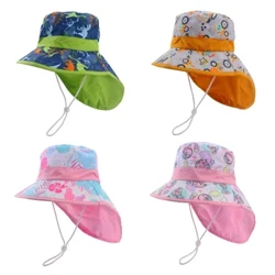 Nová čiapka Panama Summer Baby Bucket pre chlapcov Dievčatá Kreslený detský plážový šál Detská čiapka so širokým okrajom Vonkajšia slnečná čiapka s UV ochranou