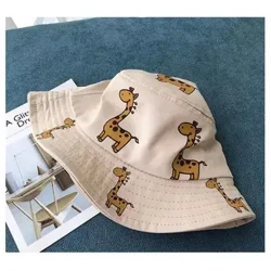 Mùa Thu Mùa Xuân Trẻ Em Nón Hoạt Hình Hươu Cao Cổ Trẻ Em Cực Dễ Thương Hat Chất Liệu Cotton Mũ Cắm Trại Câu Cá Mũ Thường Ngày Panama