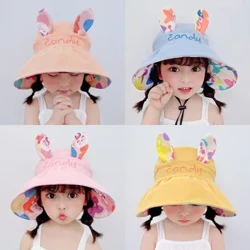 Có Thể Điều Chỉnh Cho Bé Nón Bé Gái Hat Thỏ Dễ Thương Trẻ Em Trống Top Nắp Lớn Vành Trẻ Em Đi Biển Nắp Bonnet gorras