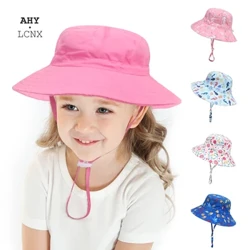 Mùa Hè Mũ Chống Nắng Cho Bé Chống Tia UV Trẻ Em In Hình Hoạt Hình Bonnet Trẻ Em Nón Cho Bé Trai Bé Gái Màu Hồng Đi Biển Người Cá mũ Có Dây Đeo