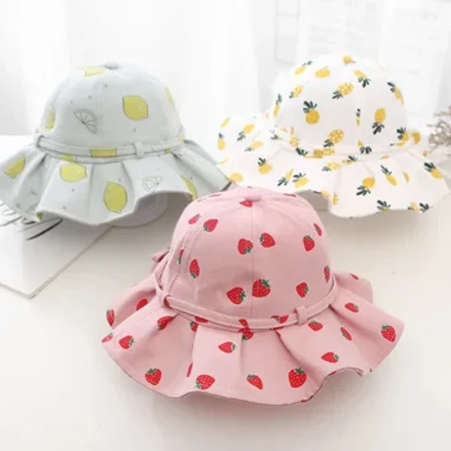 Mùa Hè Nón Bé Gái Bông Quả Trẻ Em Nón Chống Nắng Nơ Công Chúa Trẻ Em Mũ Cho Bé Gái Du Lịch Biển 1-3Y