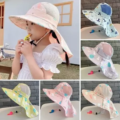 Faatasi ai ma Whistle Kids Bucket Hat i fafo Polyester Matagofie Sun pulou mānava UV Puipui Beach pulou pepe teine ​​tama