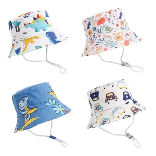 Vår Sommer Barn Bøttehatter Tegneserie Baby Jenter Lue Strand Sollue Småbarn Gutter Fiskerlue Utendørs Barn Panama Cap