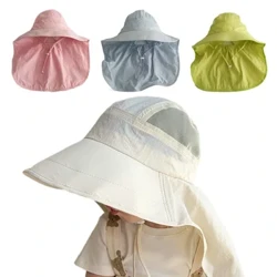 2024 Topi Matahari Cepat Kering untuk Anak-anak Topi Panama Topi Besar dengan Selendang Pantai Perjalanan Anak Aksesoris Topi Musim Panas 2-6 Tahun